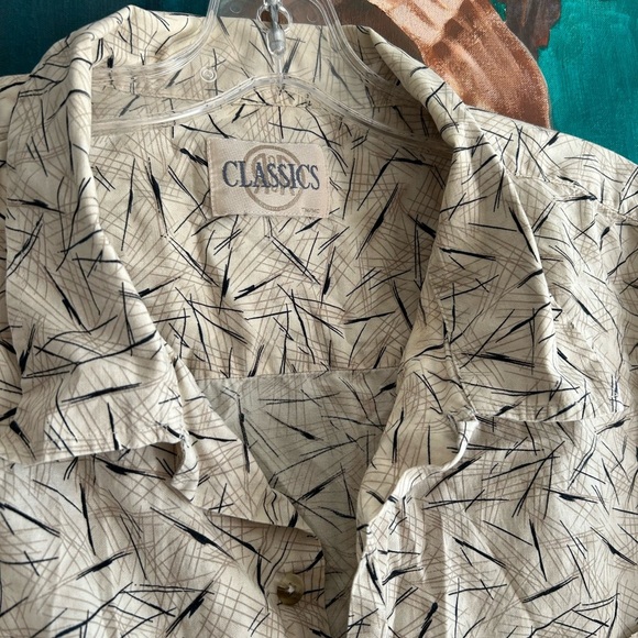 Vintage Classic Men's Casual Button Down Shirt - Cream and Black XXL - Picture 11 of 15